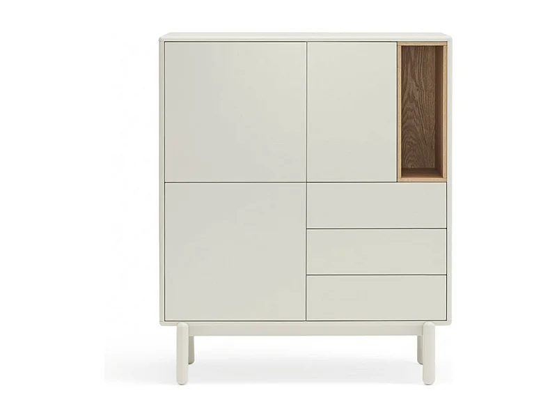 Corvo - Buffet haut 3 portes 3 tiroirs en bois L100cm - Blanc