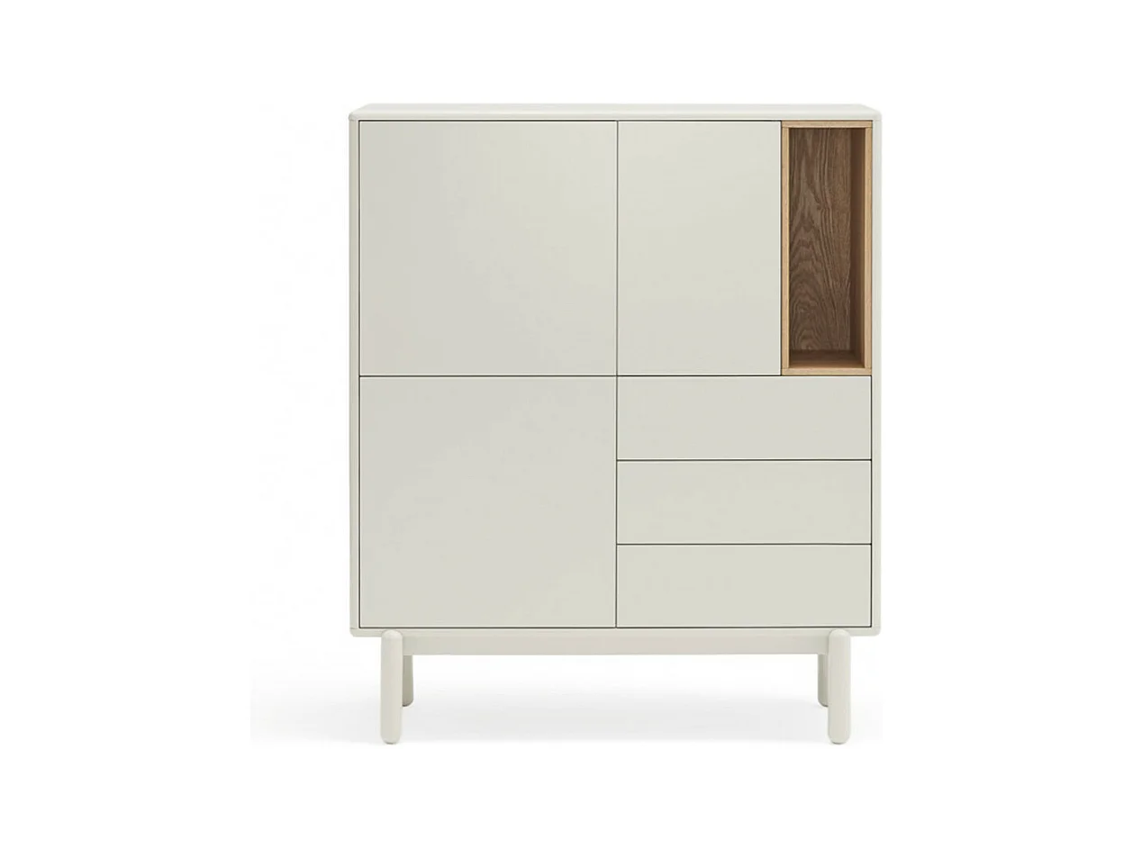 Corvo - Buffet haut 3 portes 3 tiroirs en bois L100cm - Blanc