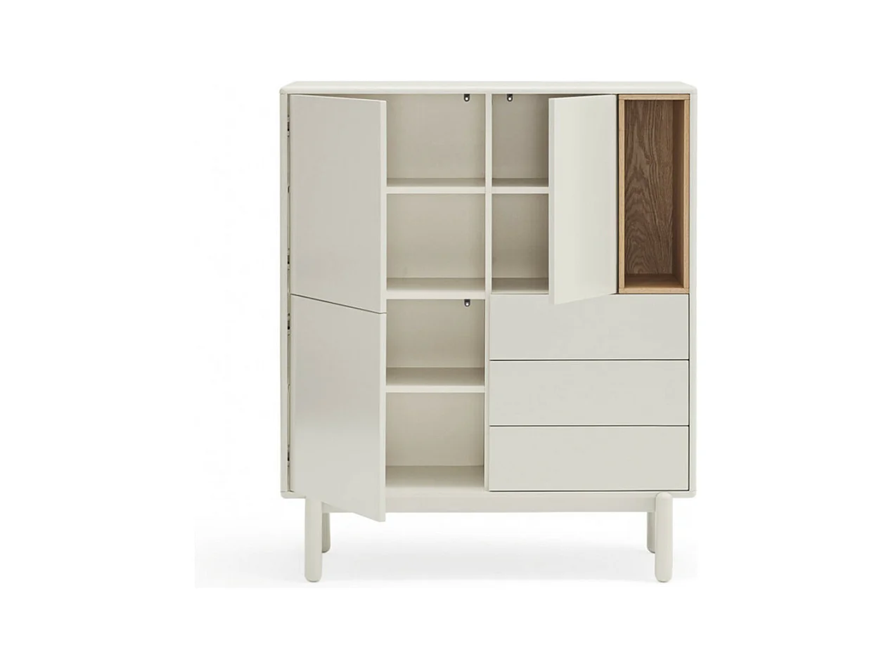 Corvo - Buffet haut 3 portes 3 tiroirs en bois L100cm - Blanc