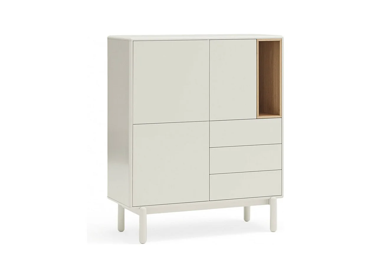 Corvo - Buffet haut 3 portes 3 tiroirs en bois L100cm - Blanc