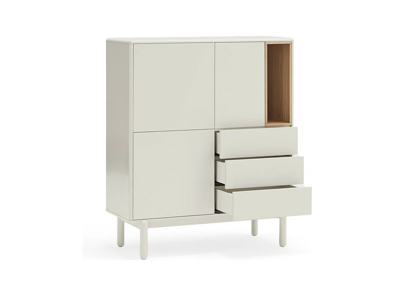 Corvo - Buffet haut 3 portes 3 tiroirs en bois L100cm - Blanc