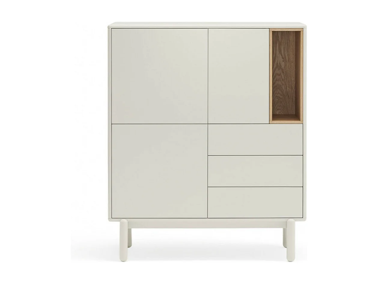 Corvo - Buffet haut 3 portes 3 tiroirs en bois L100cm - Blanc