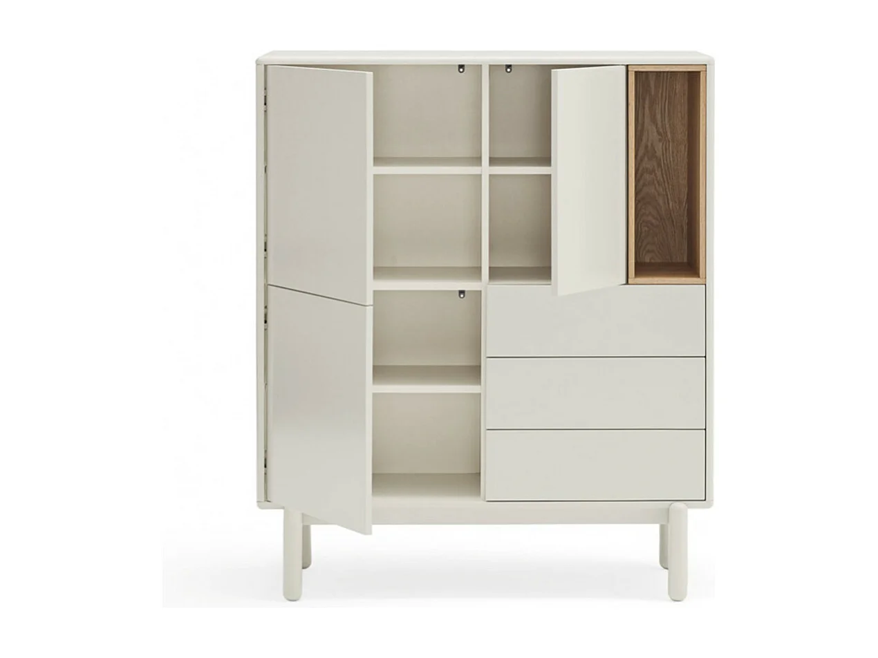 Corvo - Buffet haut 3 portes 3 tiroirs en bois L100cm - Blanc
