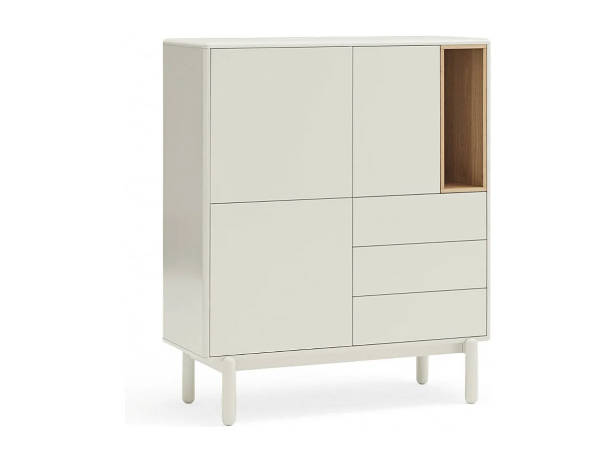 Corvo - Buffet haut 3 portes 3 tiroirs en bois L100cm - Blanc