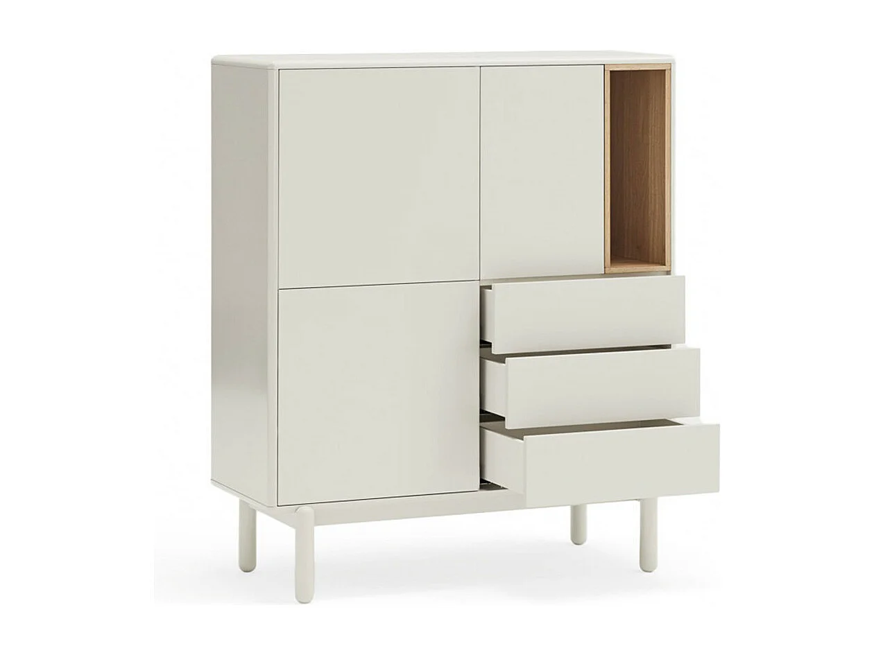 Corvo - Buffet haut 3 portes 3 tiroirs en bois L100cm - Blanc