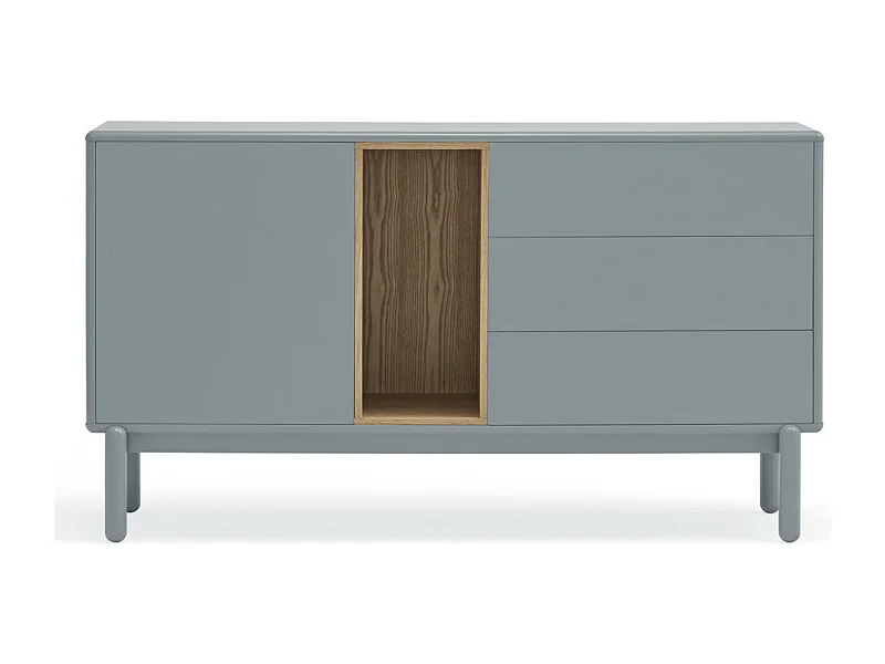 Corvo - Buffet 1 porte 3 tirois en bois L136,8cm : Couleur - Gris clair