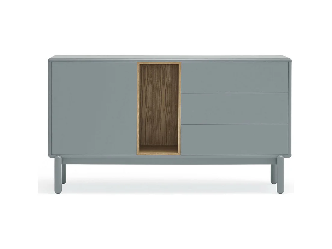 Corvo - Buffet 1 porte 3 tirois en bois L136,8cm : Couleur - Gris clair