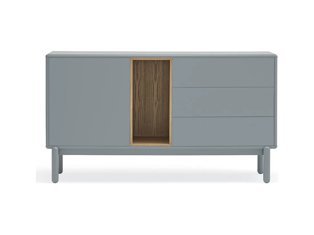 Corvo - Buffet 1 porte 3 tirois en bois L136,8cm : Couleur - Gris clair