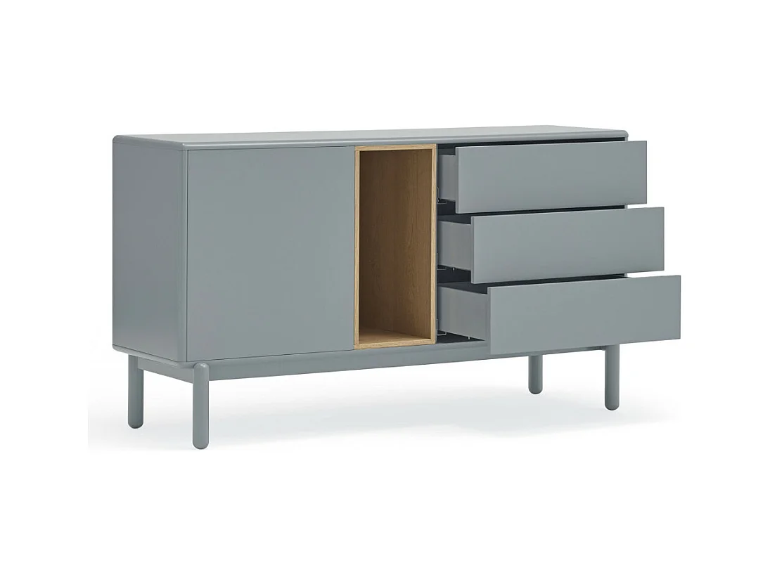 Corvo - Buffet 1 porte 3 tirois en bois L136,8cm : Couleur - Gris clair
