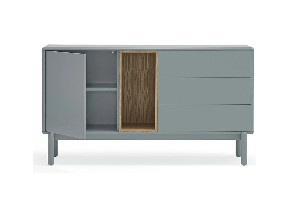 Corvo - Buffet 1 porte 3 tirois en bois L136,8cm : Couleur - Gris clair