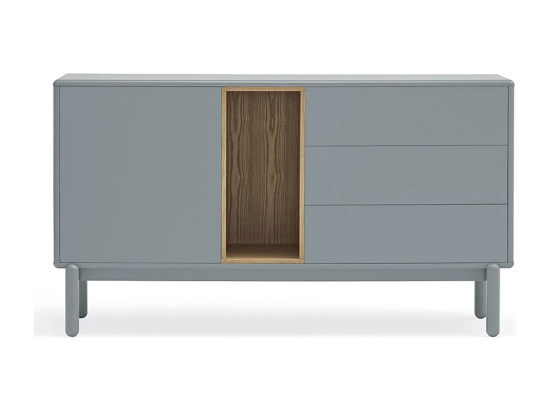 Corvo - Buffet 1 porte 3 tirois en bois L136,8cm : Couleur - Gris clair