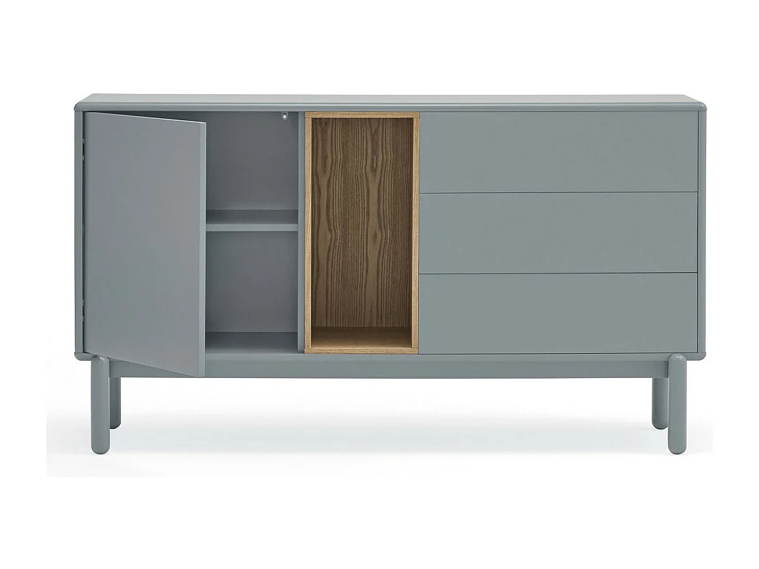 Corvo - Buffet 1 porte 3 tirois en bois L136,8cm : Couleur - Gris clair