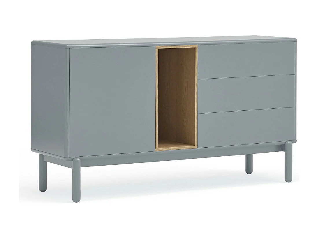Corvo - Buffet 1 porte 3 tirois en bois L136,8cm : Couleur - Gris clair