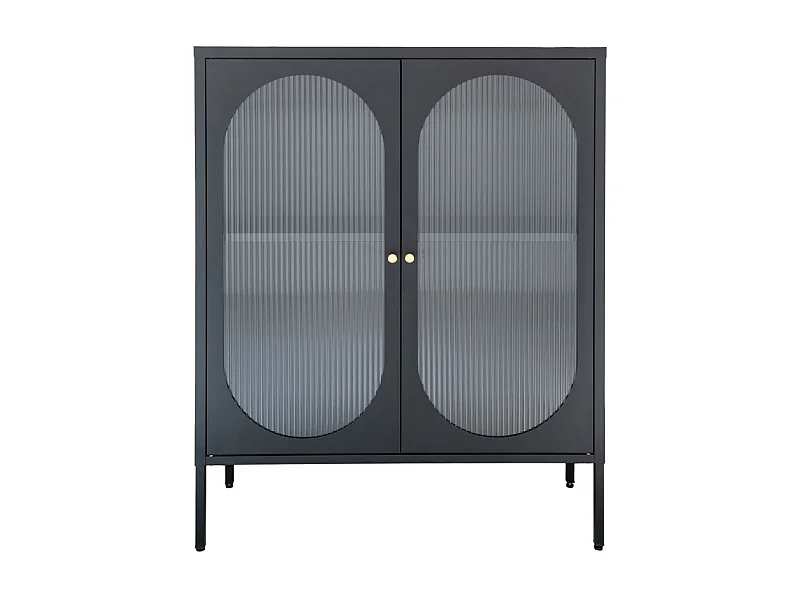 Adelaide - Buffet 2 portes en verre et métal L90cm : Couleur - Noir