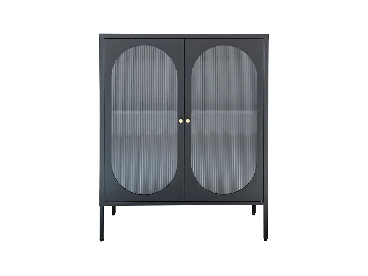 Adelaide - Buffet 2 portes en verre et métal L90cm : Couleur - Noir