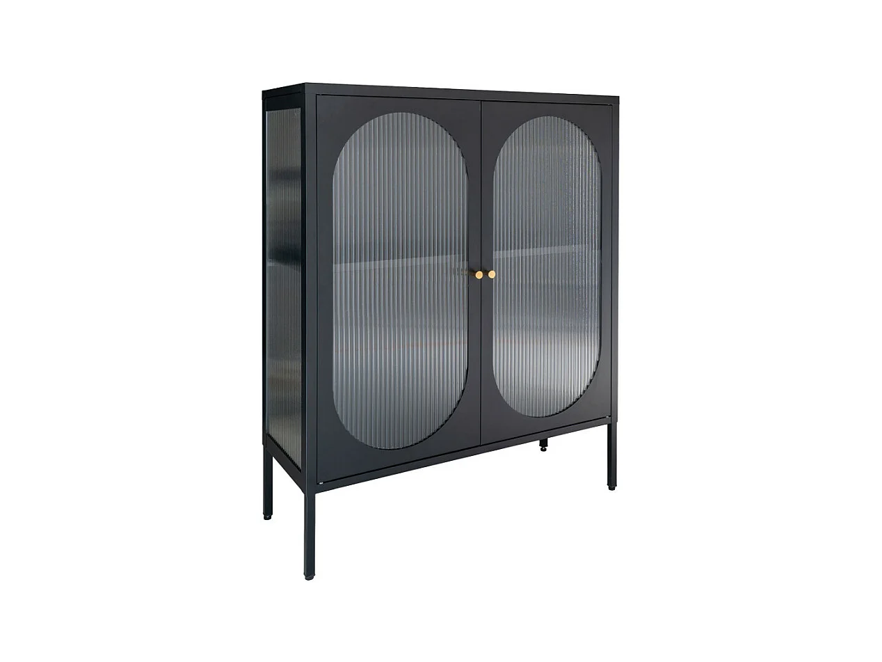 Adelaide - Buffet 2 portes en verre et métal L90cm : Couleur - Noir