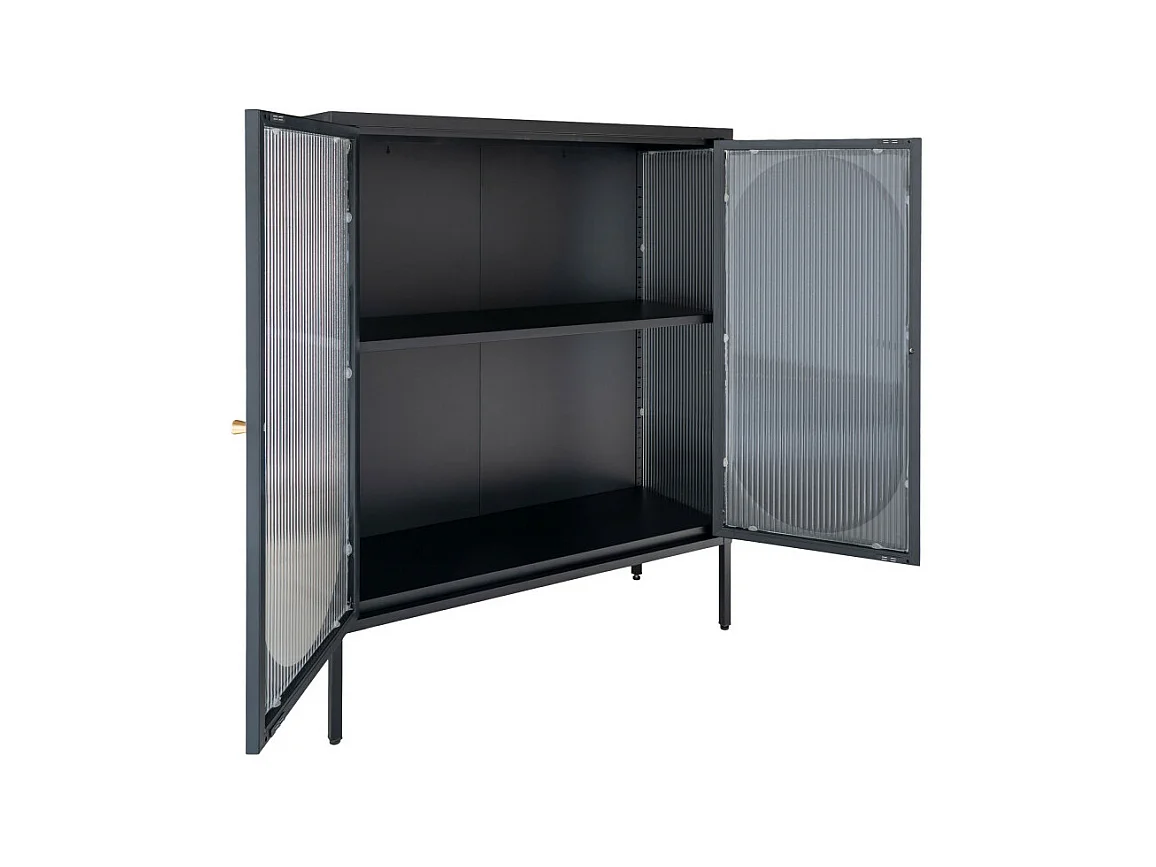 Adelaide - Buffet 2 portes en verre et métal L90cm : Couleur - Noir