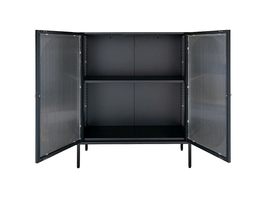 Adelaide - Buffet 2 portes en verre et métal L90cm : Couleur - Noir