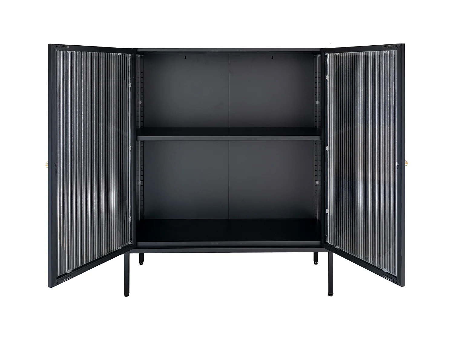 Adelaide - Buffet 2 portes en verre et métal L90cm : Couleur - Noir