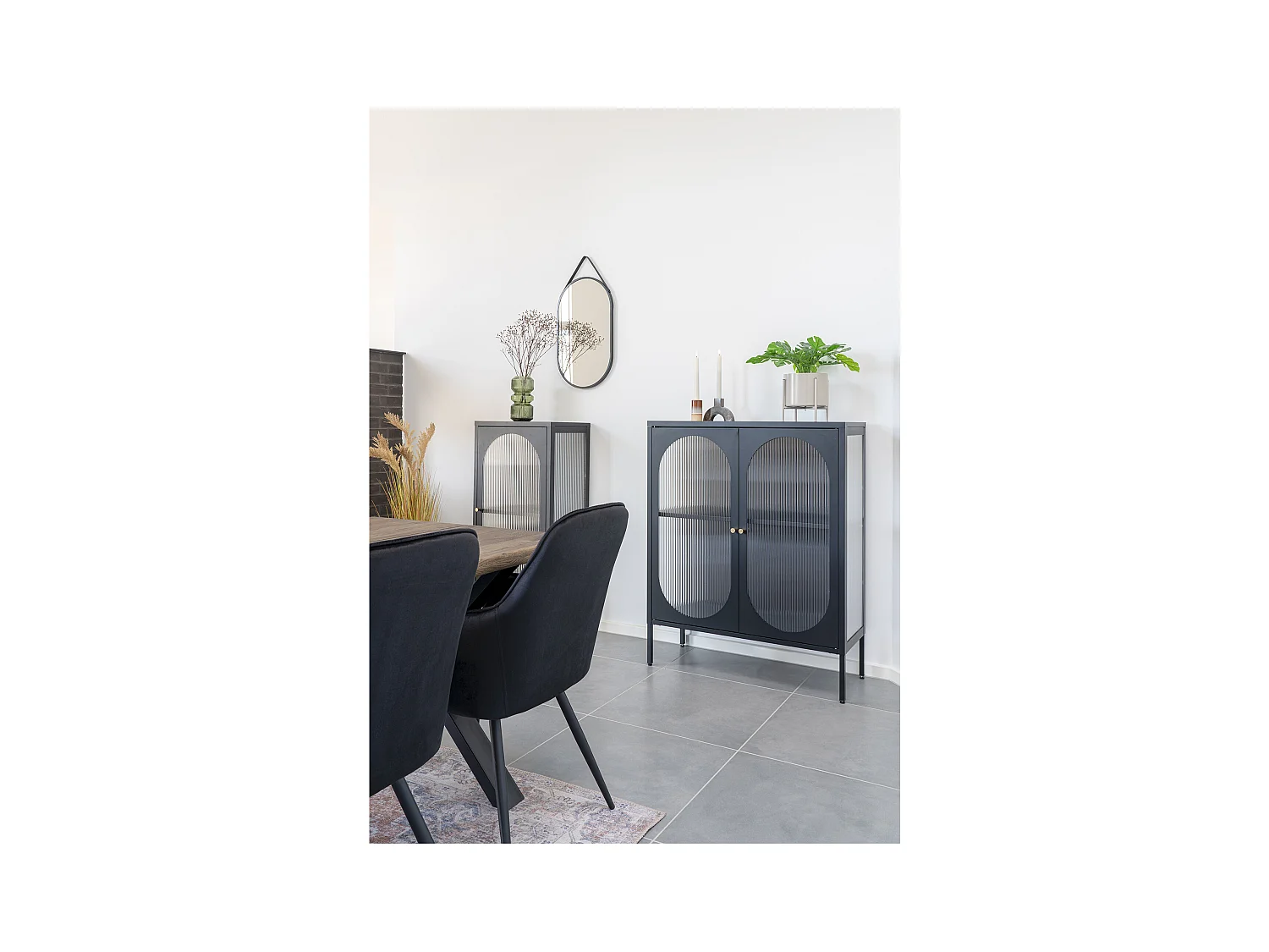 Adelaide - Buffet 2 portes en verre et métal L90cm : Couleur - Noir