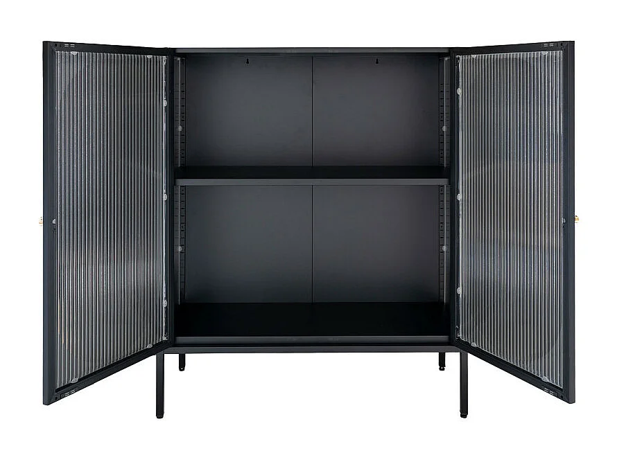 Adelaide vitrinekast laag 2 glazen deuren zwart.