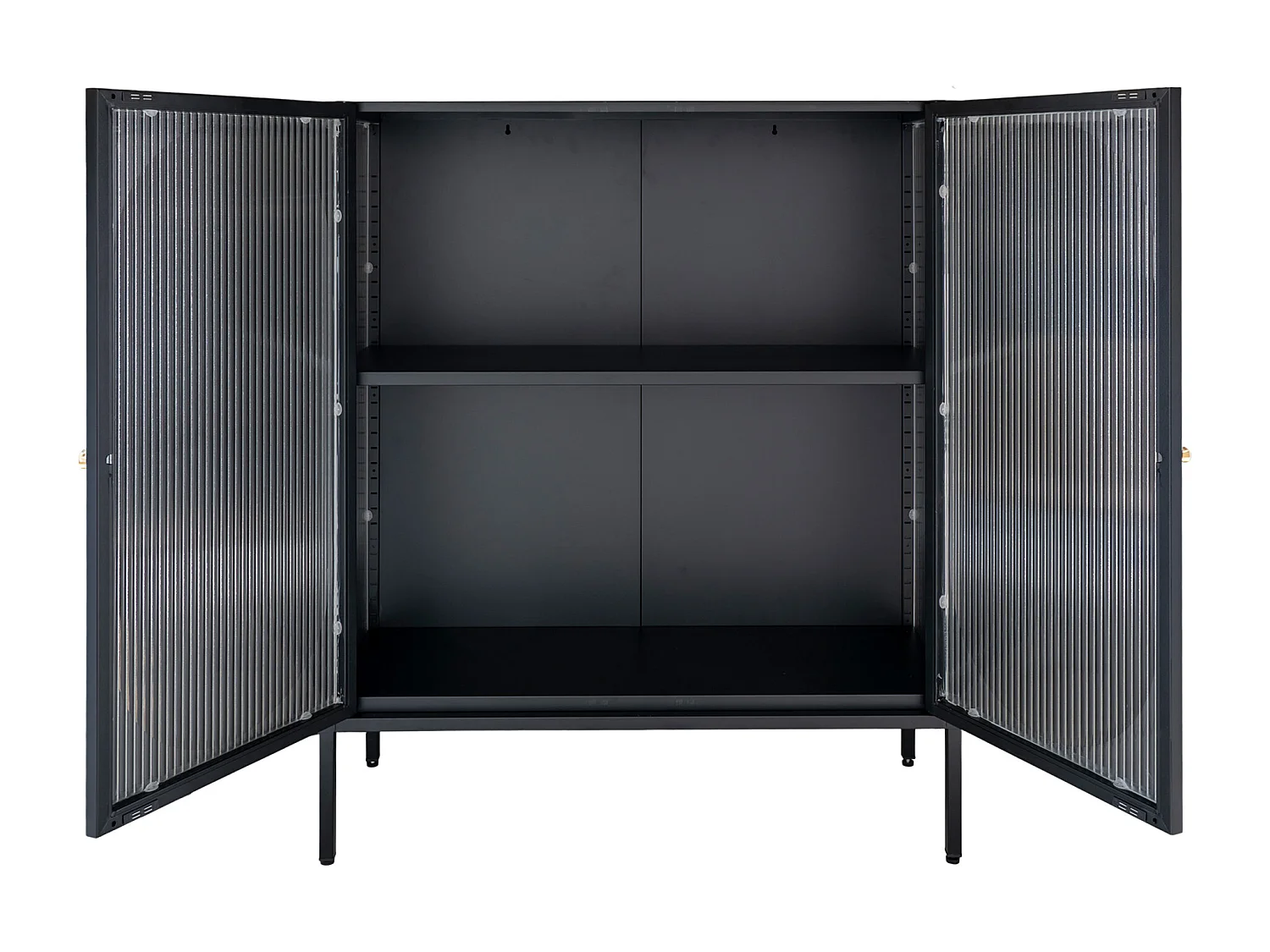 Adelaide vitrinekast laag 2 glazen deuren zwart.