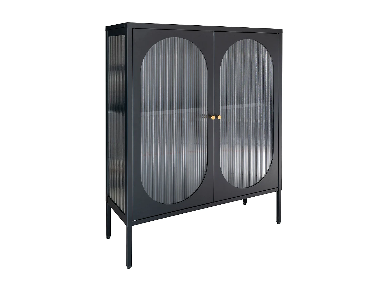 Adelaide Armoire vitrine basse, 2 portes vitrées, noir.