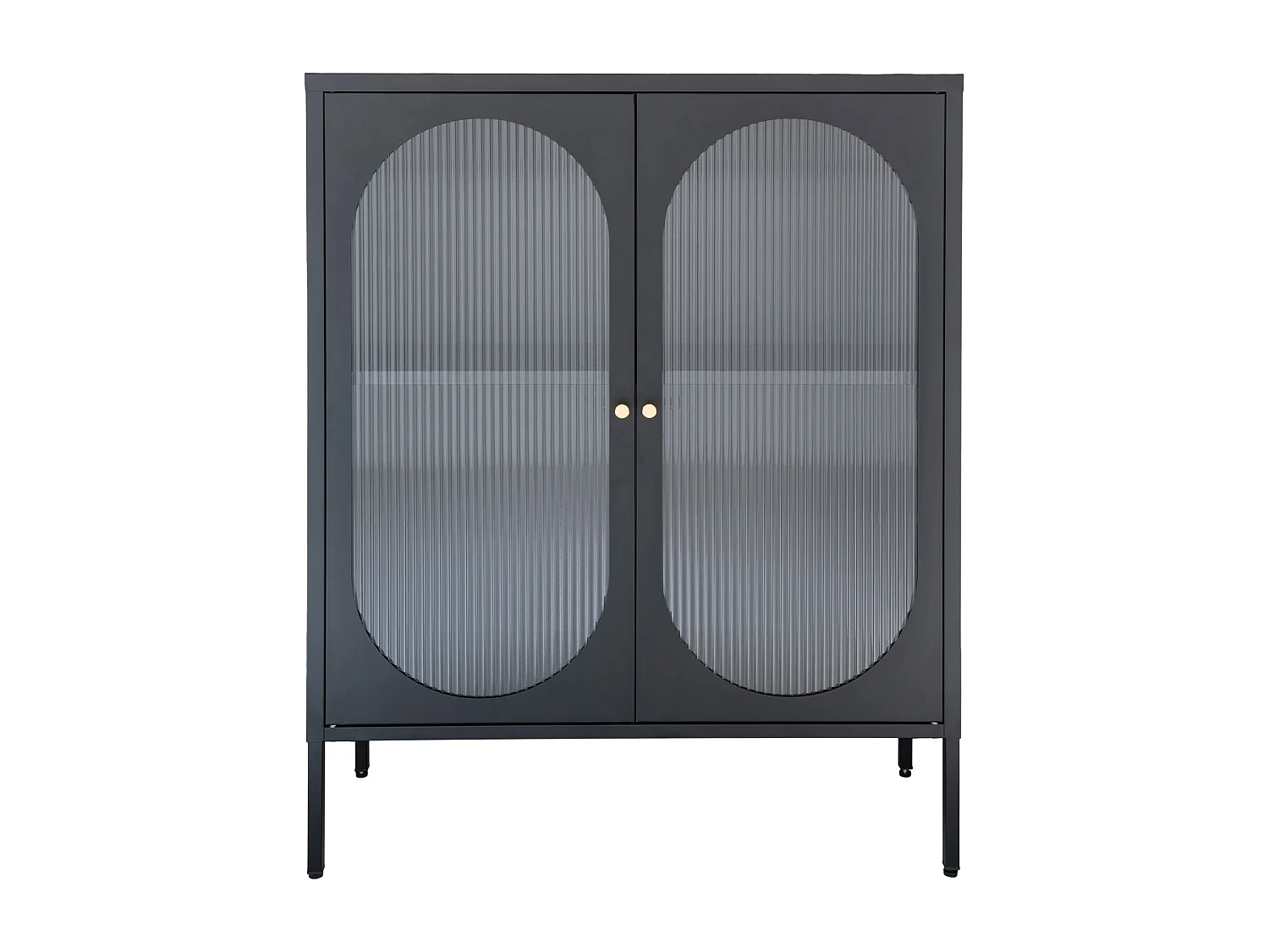 Adelaide Armoire vitrine basse, 2 portes vitrées, noir.