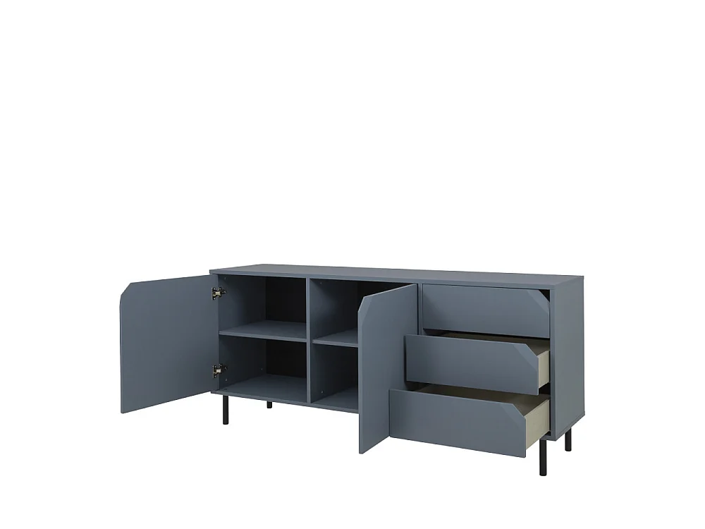 Corner - Buffet 2 portes 3 tiroirs en bois L177cm : Couleur - Bleu marine