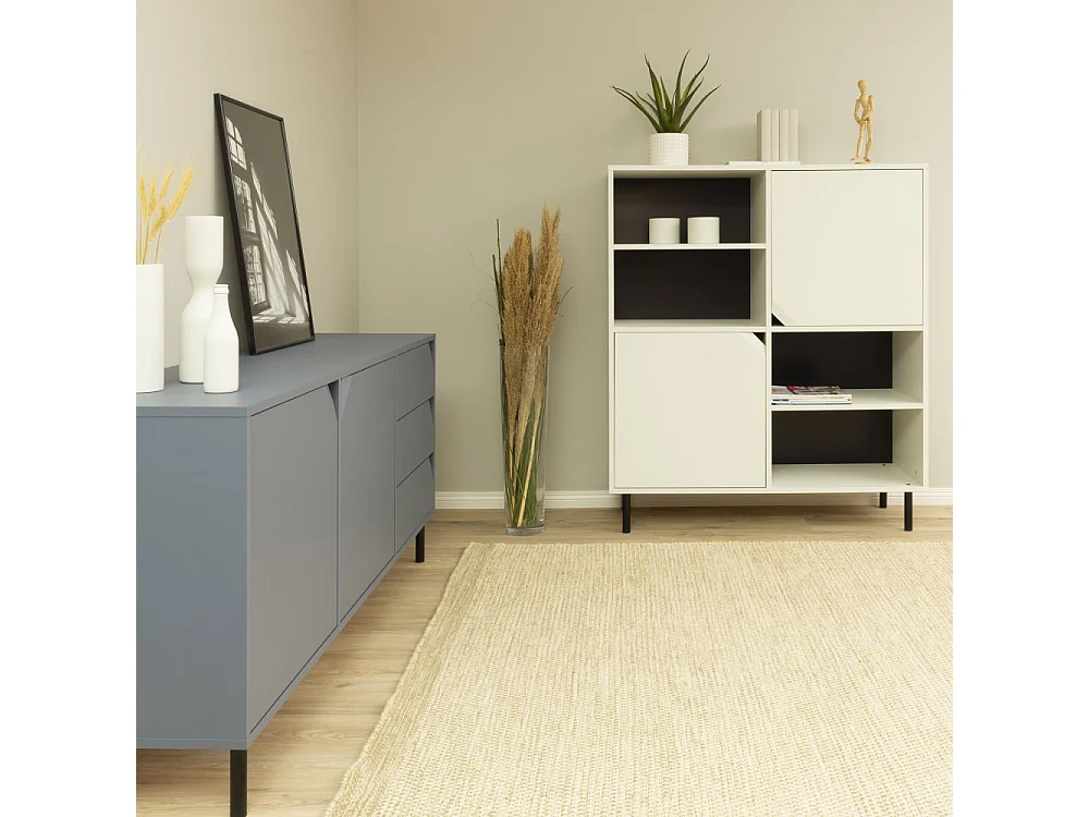 Corner - Buffet 2 portes 3 tiroirs en bois L177cm : Couleur - Bleu marine