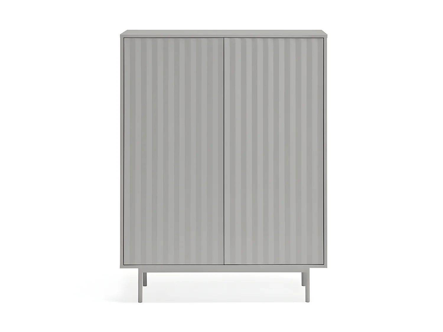 Sierra - Buffet haut en bois 2 portes 2 tiroirs : Couleur - Gris clair