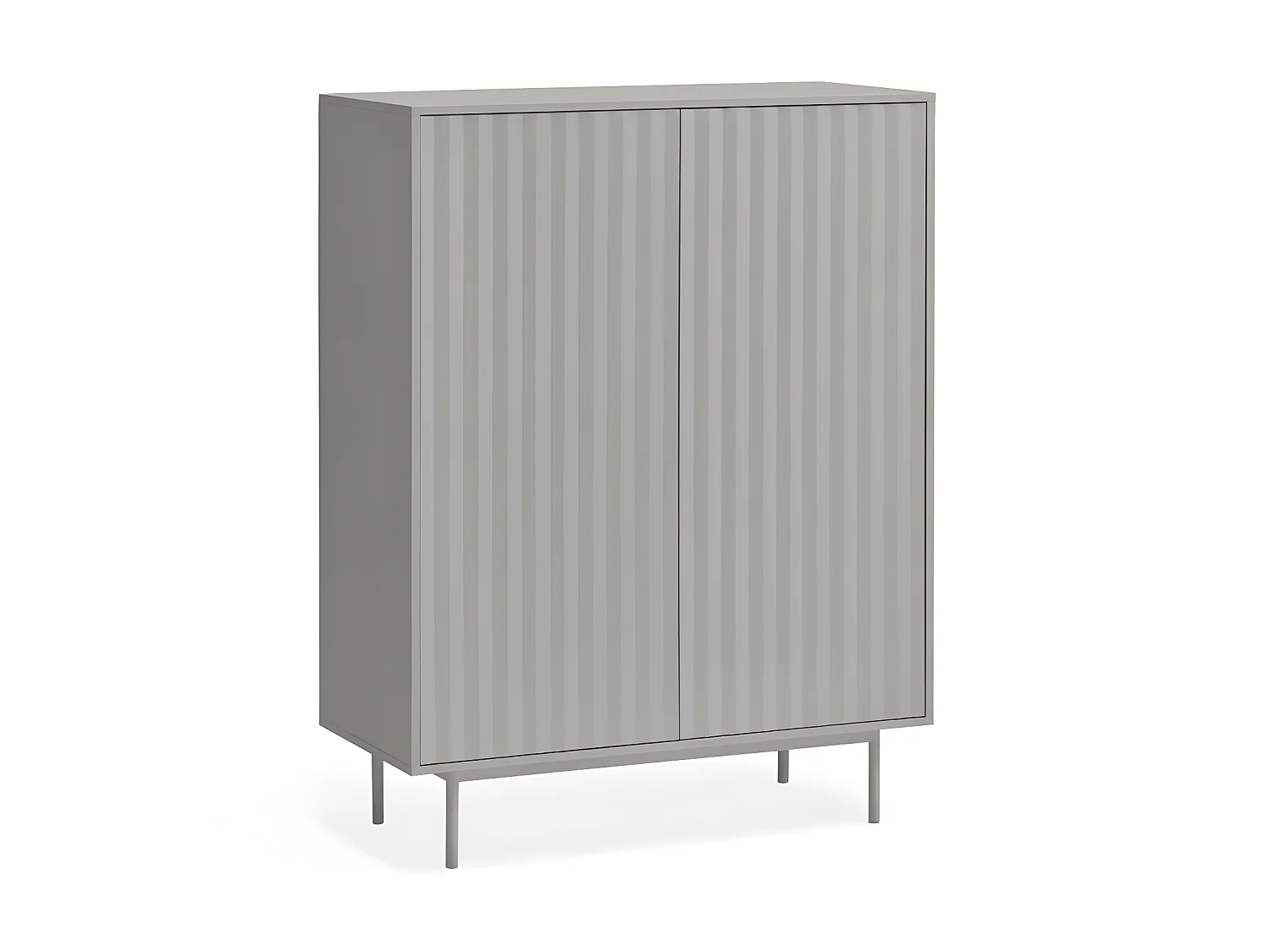 Sierra - Buffet haut en bois 2 portes 2 tiroirs : Couleur - Gris clair