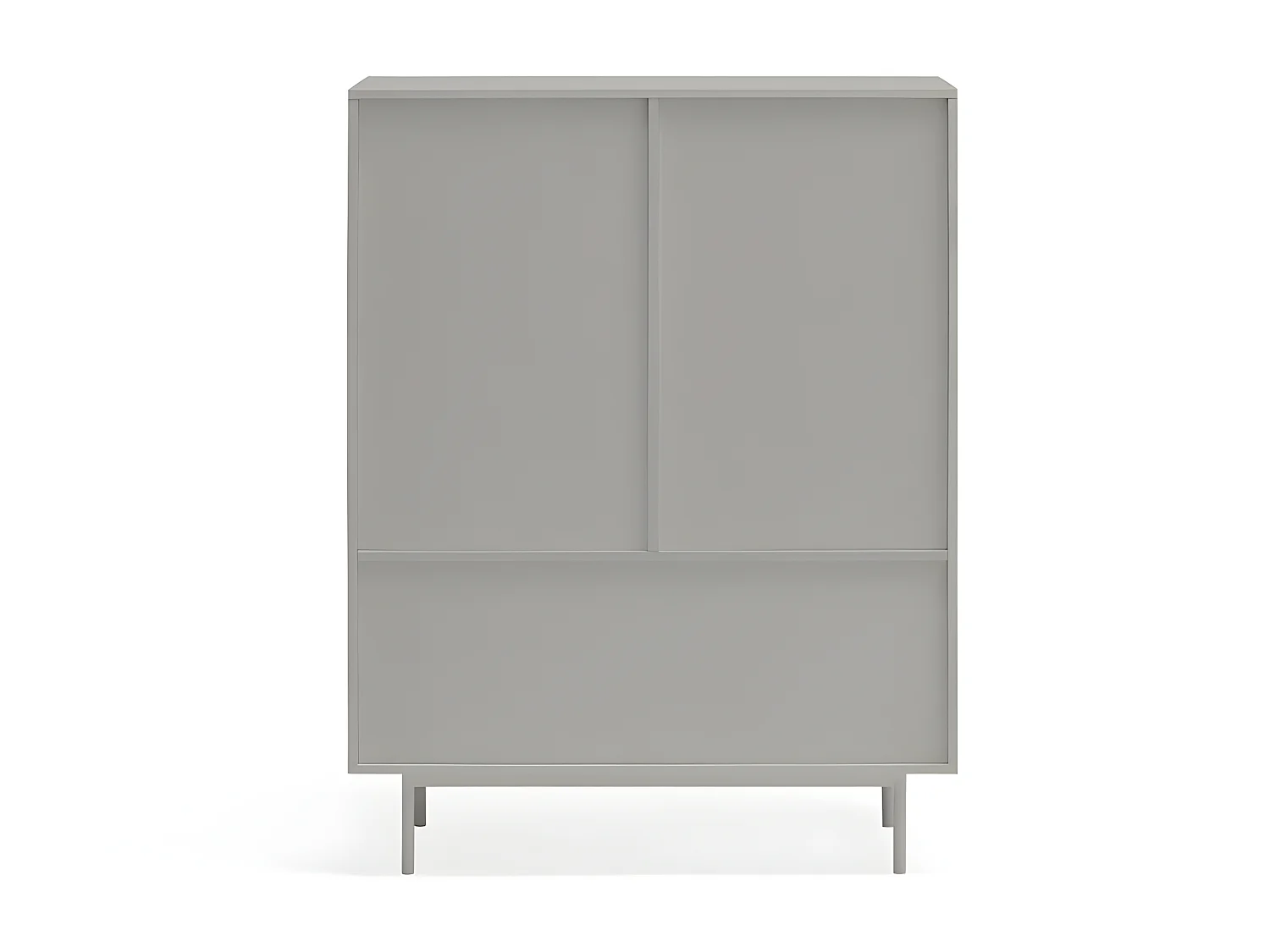 Sierra - Buffet haut en bois 2 portes 2 tiroirs : Couleur - Gris clair