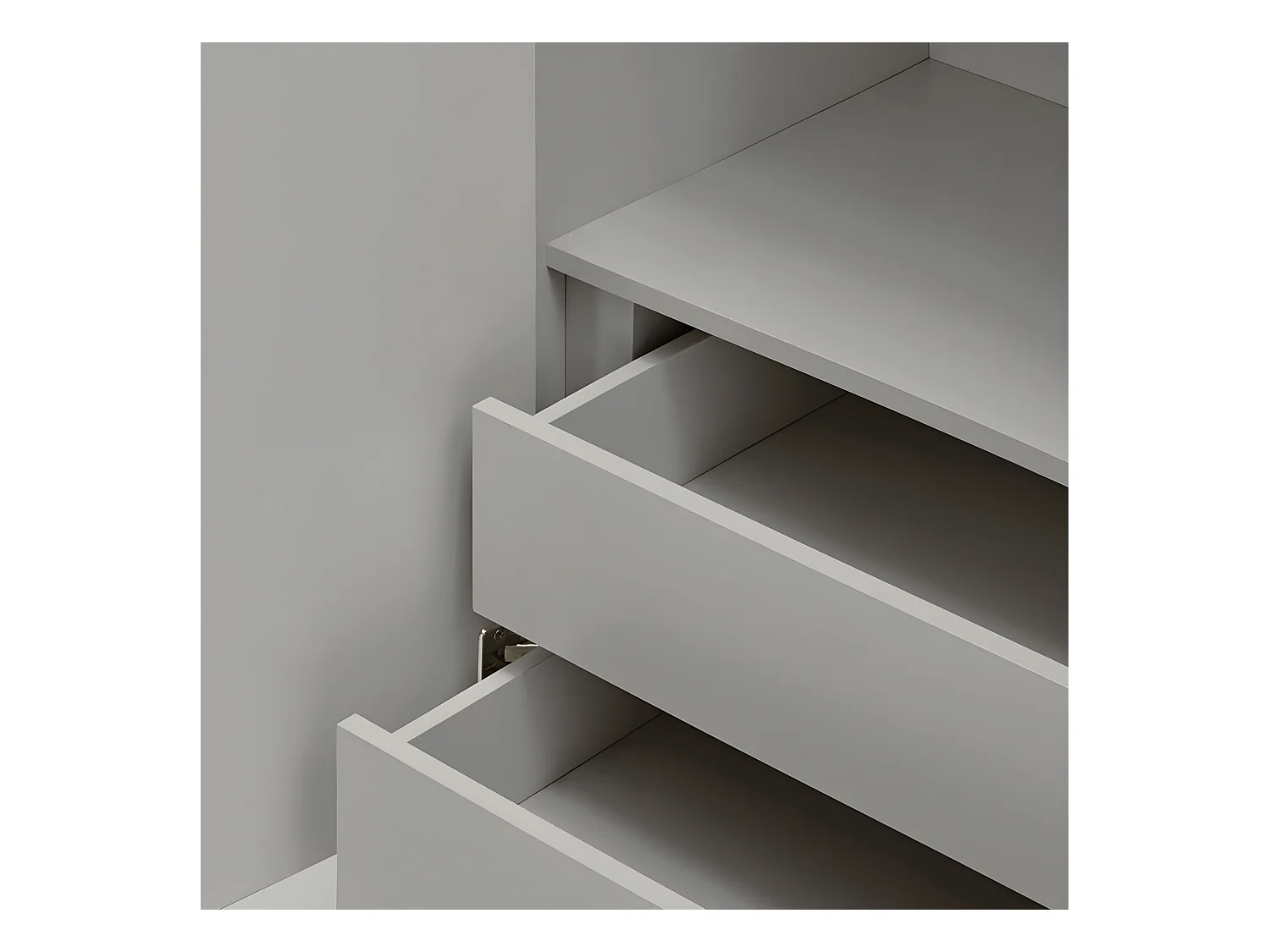 Sierra - Buffet haut en bois 2 portes 2 tiroirs : Couleur - Gris clair