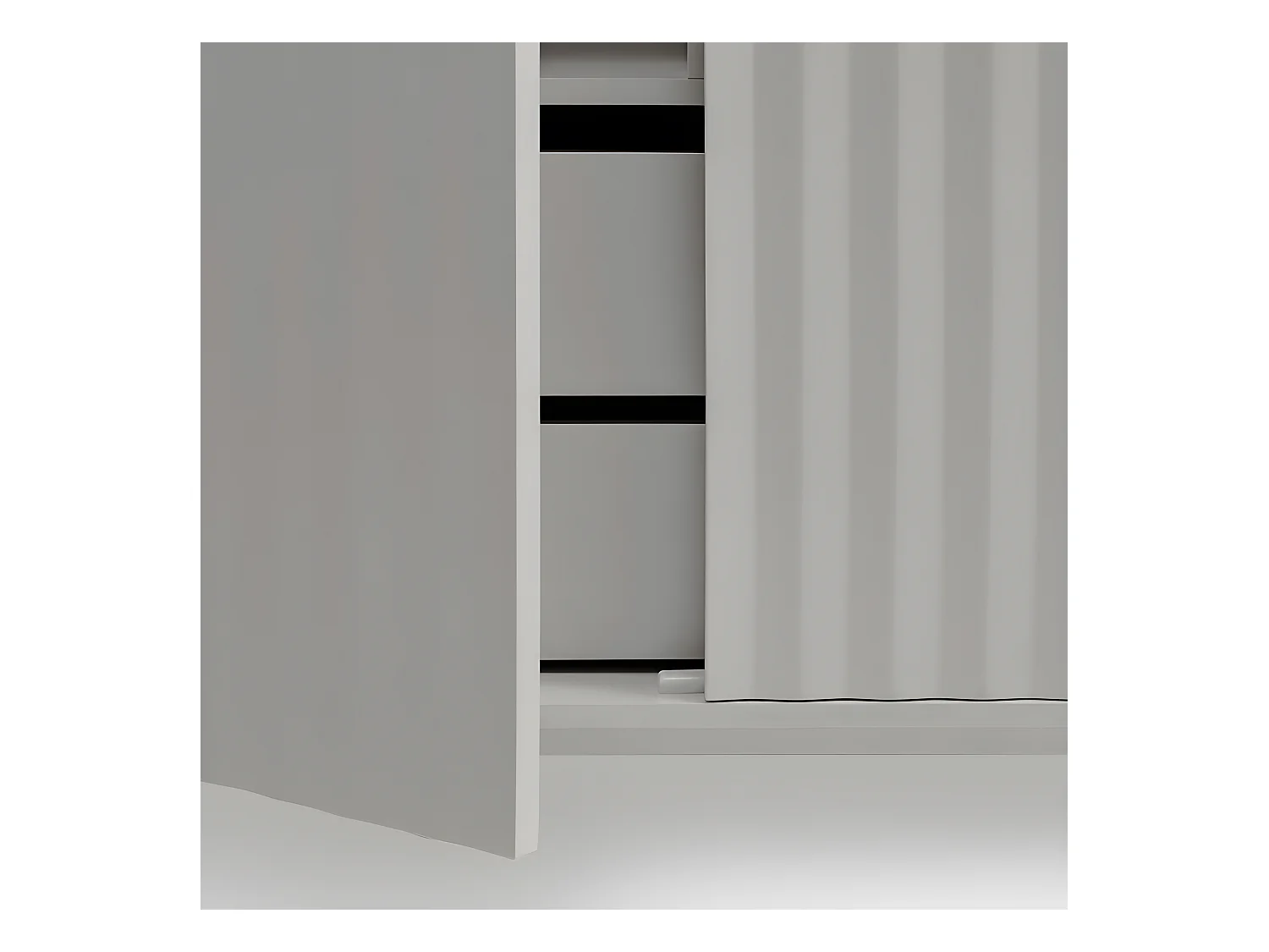 Sierra - Buffet haut en bois 2 portes 2 tiroirs : Couleur - Gris clair