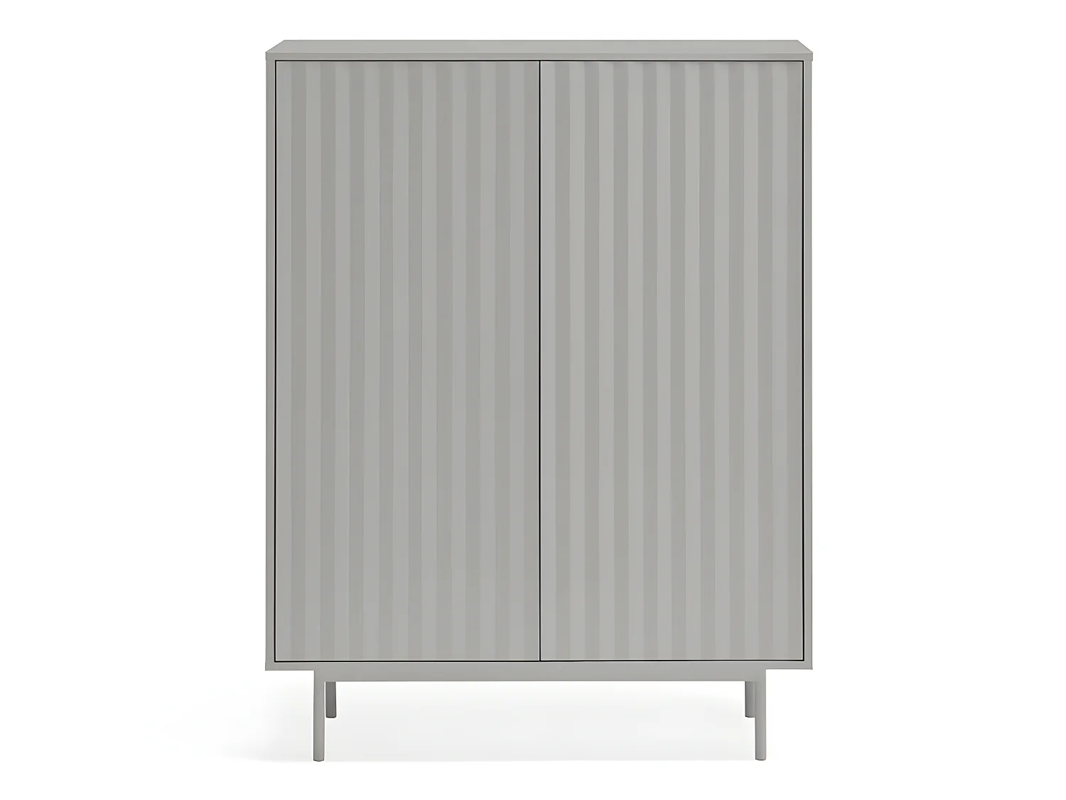 Sierra - Buffet haut en bois 2 portes 2 tiroirs : Couleur - Gris clair