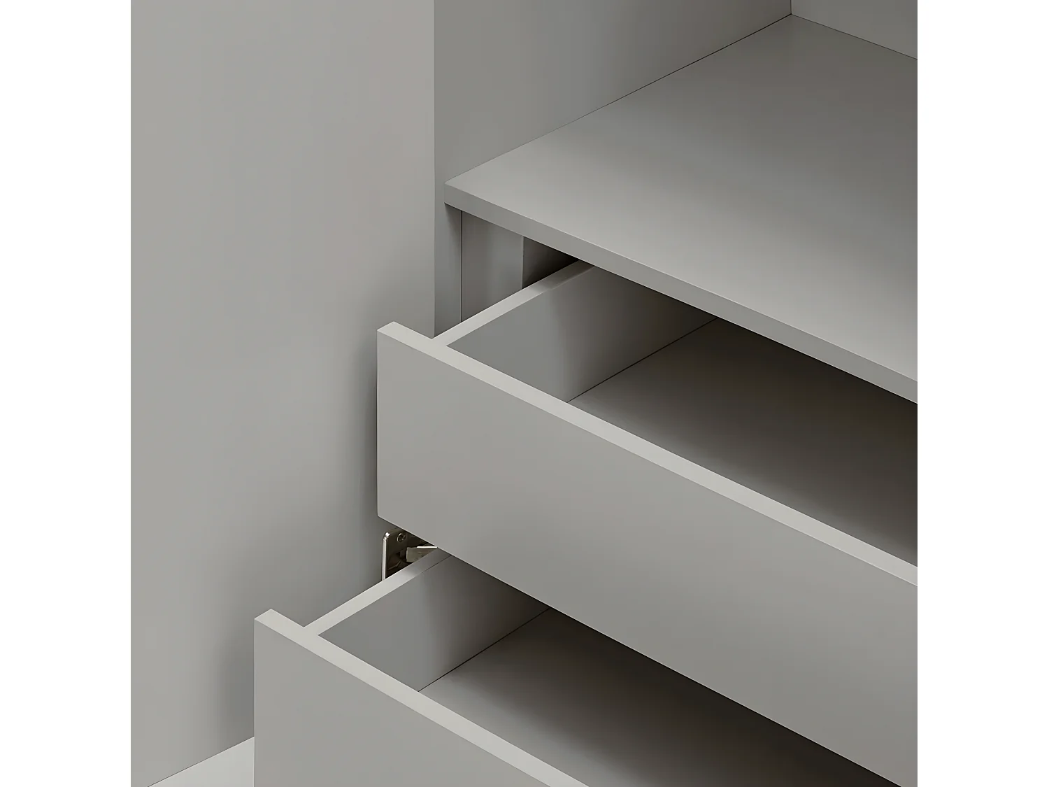 Sierra - Buffet haut en bois 2 portes 2 tiroirs : Couleur - Gris clair