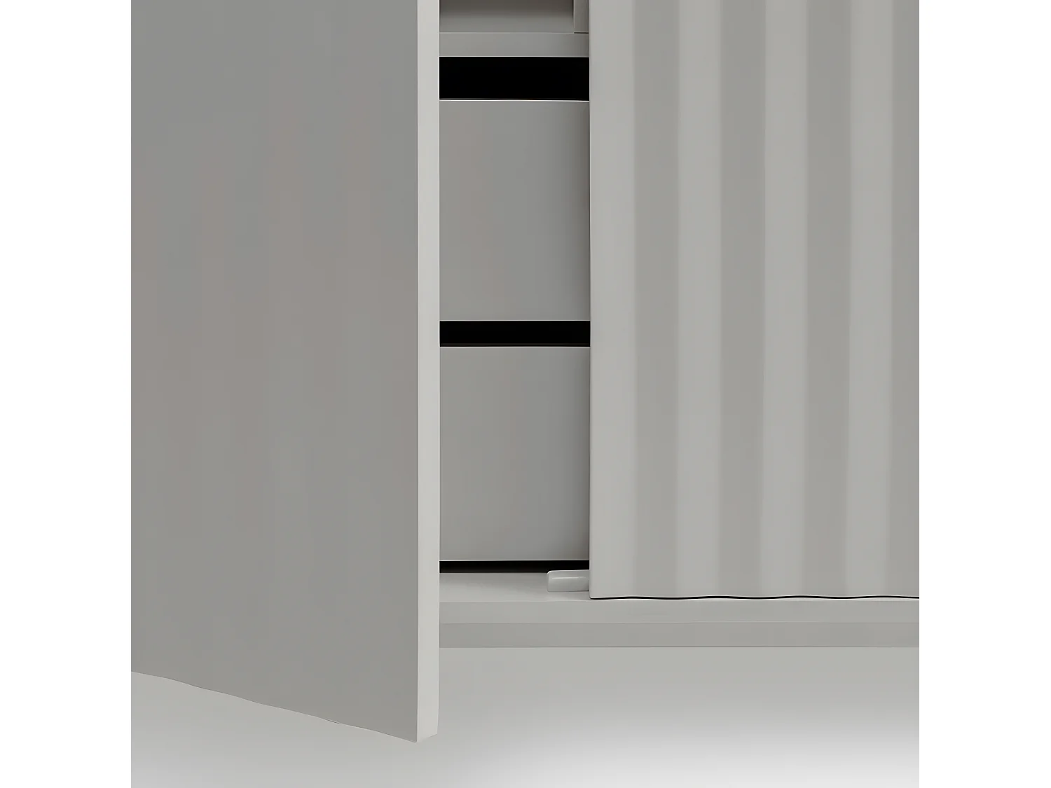 Sierra - Buffet haut en bois 2 portes 2 tiroirs : Couleur - Gris clair