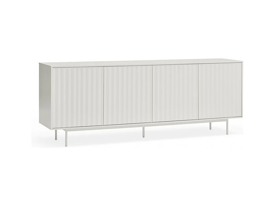 Sierra - Buffet en bois 4 portes 3 tiroirs L211cm : Couleur - Blanc