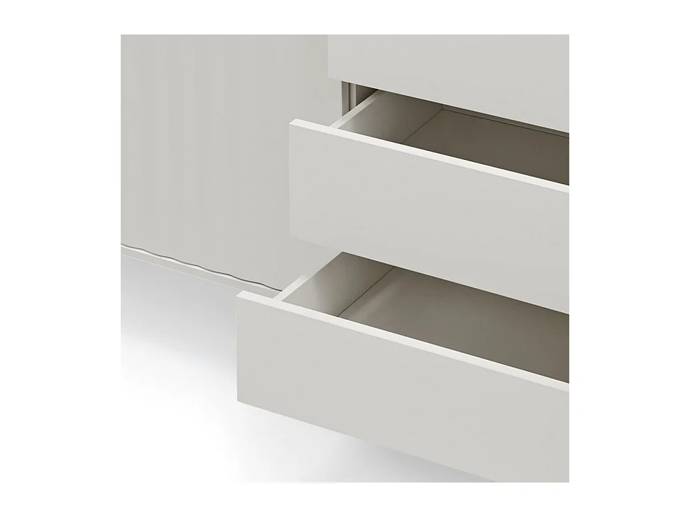 Sierra - Buffet en bois 4 portes 3 tiroirs L211cm : Couleur - Blanc