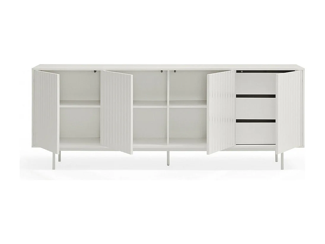 Sierra - Buffet en bois 4 portes 3 tiroirs L211cm : Couleur - Blanc