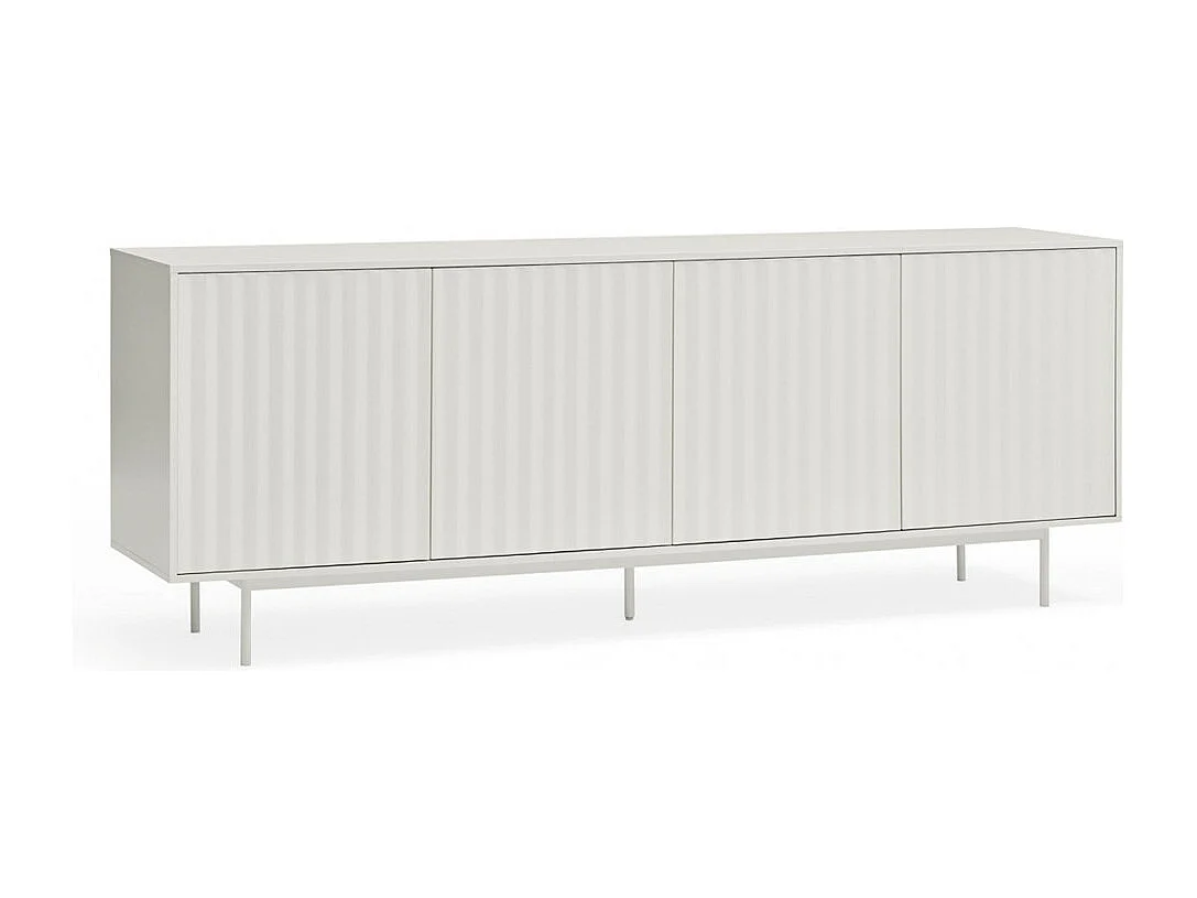 Sierra - Buffet en bois 4 portes 3 tiroirs L211cm : Couleur - Blanc