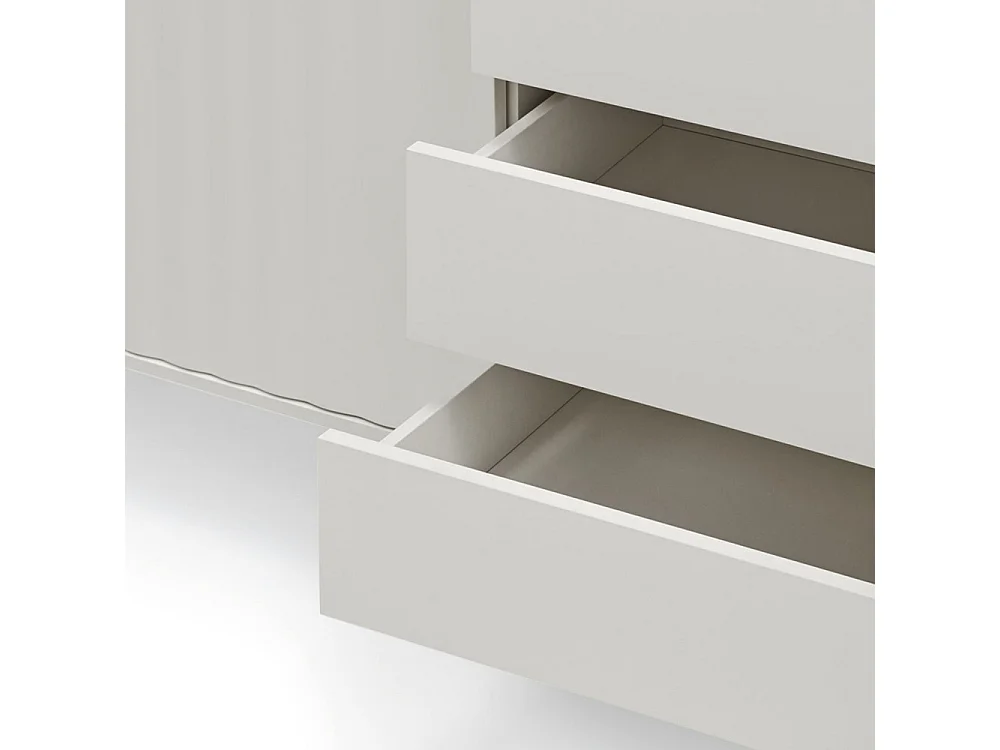 Sierra - Buffet en bois 4 portes 3 tiroirs L211cm : Couleur - Blanc