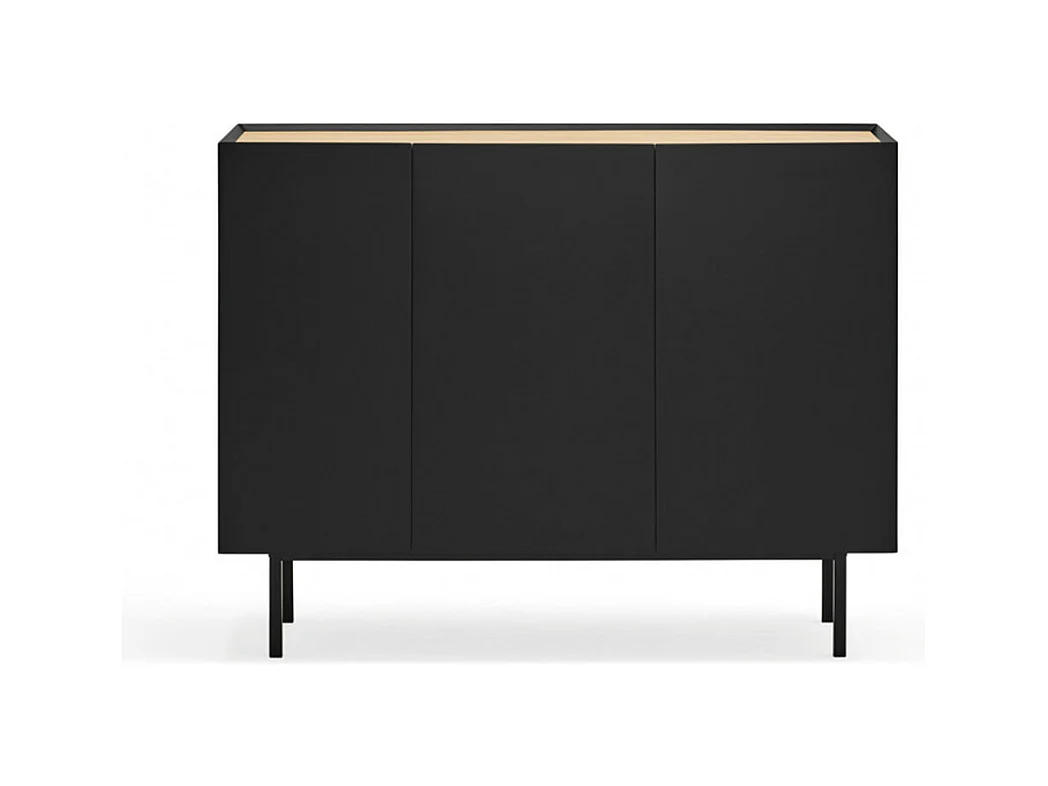 Arista - Buffet en bois 3 portes 3 tiroirs L110cm : Couleur - Noir