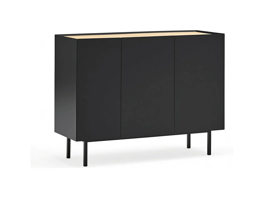 Arista - Buffet en bois 3 portes 3 tiroirs L110cm : Couleur - Noir