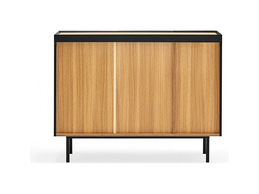 Arista - Buffet en bois 3 portes 3 tiroirs L110cm : Couleur - Noir