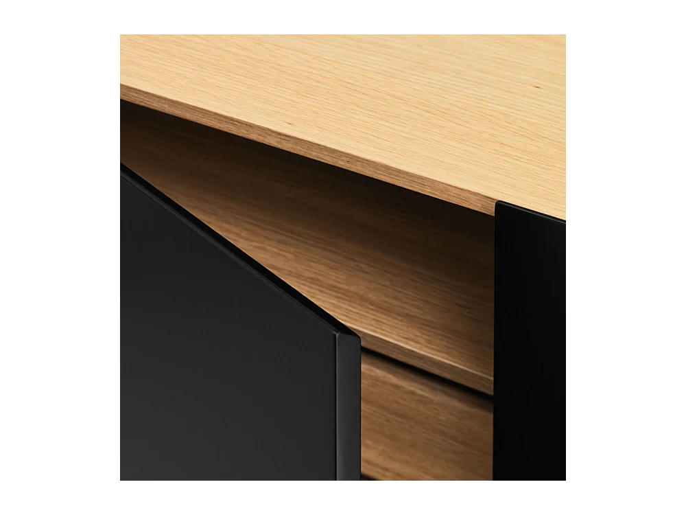 Arista - Buffet en bois 3 portes 3 tiroirs L110cm : Couleur - Noir