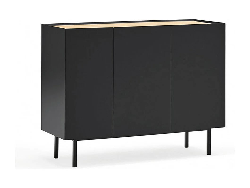 Arista - Buffet en bois 3 portes 3 tiroirs L110cm : Couleur - Noir