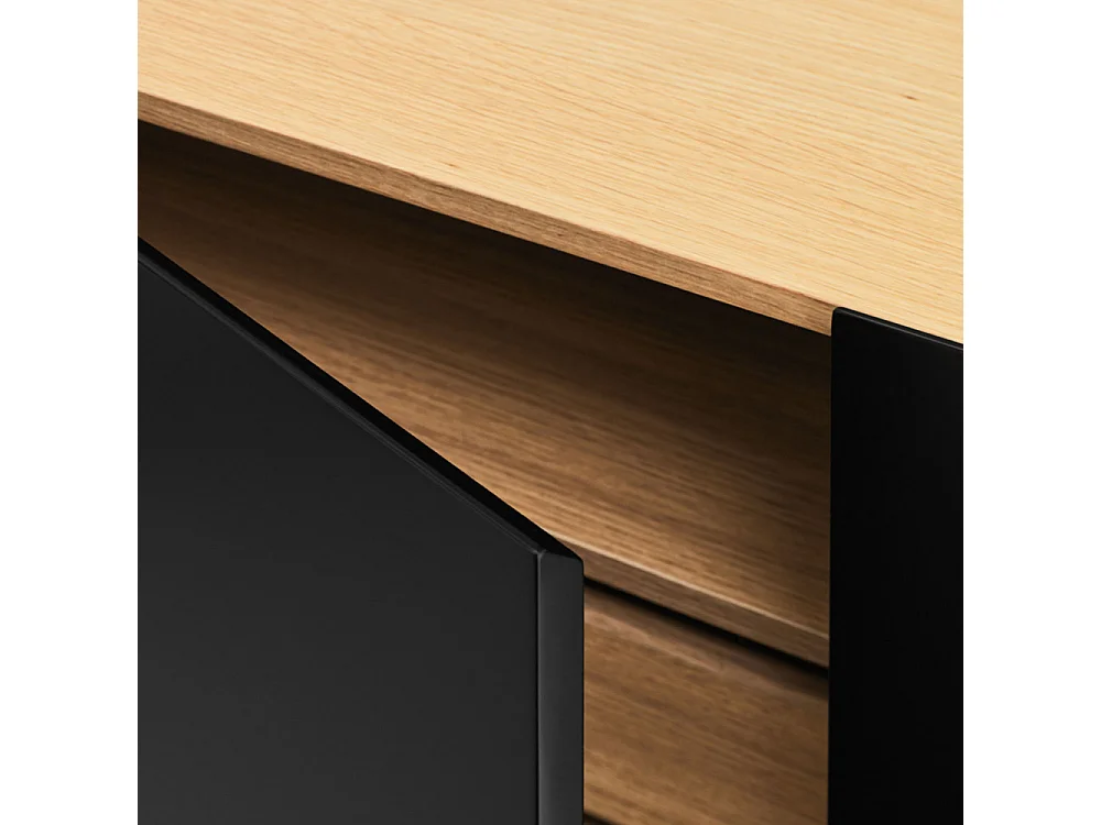 Arista - Buffet en bois 3 portes 3 tiroirs L110cm : Couleur - Noir