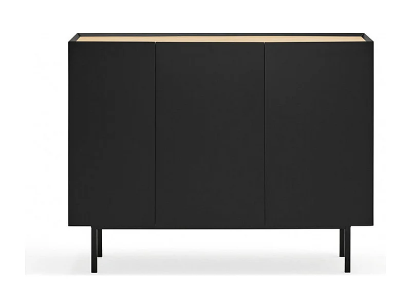 Arista - Buffet en bois 3 portes 3 tiroirs L110cm : Couleur - Noir